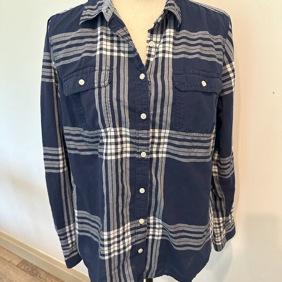 St Johns Bay Striped Long Sleeve  Shirt Dark Blue Collared L EUC - Picture 8 of 8